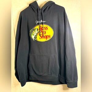 Bass Pro Shops Black & Gray 2XL Hoodie Long Hunting Fishing Logo